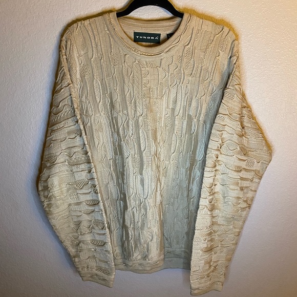Vintage 90’s Tundra Canada 3D Textured Mercerized Cotton Coogi Style Sweater Y2K